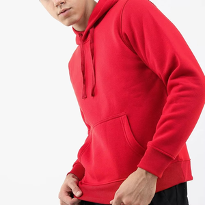 Sudadera con Capucha Roja para Hombre, Corte Regular, Color Sólido, Informal, Tejida, Manga Larga, Diseño con Bolsillos, Ropa de Otoño - Product Image 4