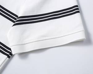 Nouvelle mode de chemises décontractées à revers extensible classique ajusté à manches courtes polos à rayures en tricot pour hommes avec logo personnalisé - Product Image 5