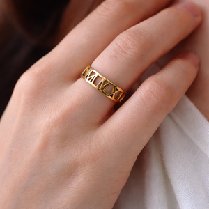<b>Gold</b> Plated Stainless Steel Fashion Ring with Animal <b>Number</b> Design - Product Image 2