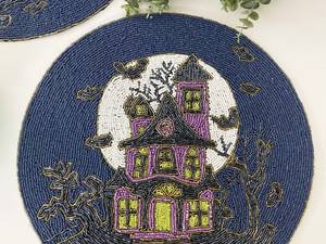 Mantel Individual con cuentas, cargador redondo hecho a mano para comedor de lujo y decoración de vacaciones, pieza única hecha a mano con cuentas, mantel, inauguración de la casa - Product Image 4