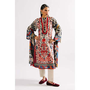 Ensemble 3 pièces en mousseline imprimée avec dupatta brodé, respirant et tendance pour les fêtes de jour - CL-62143 Taille XS, ODM disponible - Product Image 3