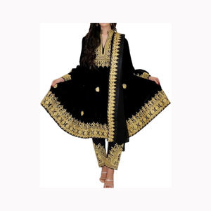 Robe traditionnelle afghane Kuchai Pashtun Antique 1 pièce Salwar Kameez faite à la main pour les mariages et les fêtes de taille moyenne - Product Image 4