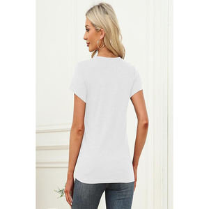 เสื้อยืดผู้หญิงคอกลมทรงปกติ คุณภาพพรีเมียม ใส่สบายสำหรับฤดูร้อน แห้งเร็ว ระบายอากาศดี สีพื้น ออกแบบโลโก้และสีได้ตามต้องการ - Product Image 3