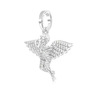 เครื่องประดับที่ดีมีเสน่ห์จี้นางฟ้าเพชรที่เติบโตในห้องปฏิบัติการ14K สีขาวทองชุบเงินวัสดุ unisex - Product Image 4