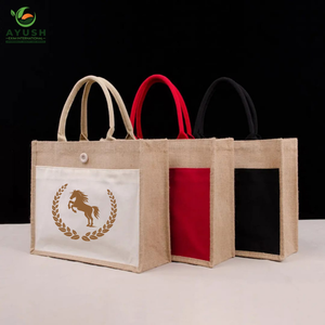 Bolsa de compras de yute y algodón, bolsas personalizables para mercado y centros comerciales - Product Image 4