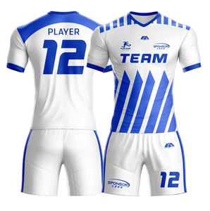 Conjunto de uniforme de fútbol personalizado de poliéster de alta calidad, secado rápido, transpirable, con impresión por sublimación para clubes de equipos de temporada de verano - Product Image 1