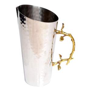 Seau à glace ovale en acier inoxydable martelé de qualité supérieure avec poignées en cuir marron utilisé pour le conteneur de glace et le refroidisseur de vin - Product Image 4