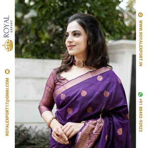 Presentación de nuevas colecciones Blissful Soft Lichi Silk Beautiful Rich Pallu Saree al por mayor por Royal Export en Surat Gujarat - Product Image 6