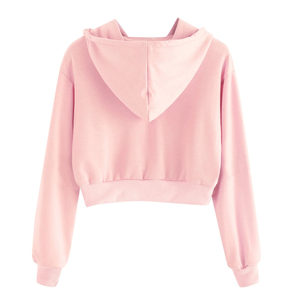 Respirant coton haut court à capuche pour femmes Anti-rides sweats à capuche pour femme doux au toucher haut court à capuche Fitness utilisation - Product Image 3