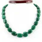 Collier de perles ovales en émeraude verte améliorée de qualité AAA+, 494,00 carats, extraies de la terre, Cus-Jew104 - Product Image 3