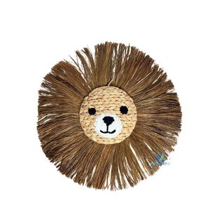 Vietrustic Offre Spéciale fait à la main Lion visage tenture murale Art jacinthe jonc de mer tête d'Animal pour salon décor - Product Image 4
