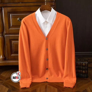 Pulls pour hommes pulls tendances respirants produits vêtements pour hommes couleur unie pull mince tricoté en vrac 100% coton polaire - Product Image 2