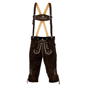 Ropa informal de cuero genuino bávaro Diseño de bordado personalizado Lederhosen con bolsillos de cintura media Pantalón largo hasta la rodilla - Product Image 2