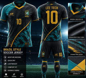 Brazil Style <b>Soccer</b> Jersey Custom Team Kit Short Sleeve Football Shirt Match Training Uniform - Product Image 4