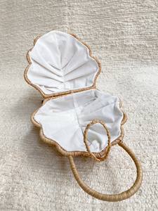 Bolsa de ratán con forma de concha de mejillón especial con lino de algodón - Product Image 2