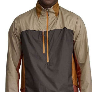 Chaqueta Impermeable Unisex de Lona con Cierre de Cremallera de un Cuarto |   Concha de Temporada en Tono Tierra Marrón Bronceado |   Técnico, Ligero, para Exteriores - Product Image 3