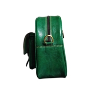 Grüne Vintage Lichee Echtleder Damen Mode Handgefertigte Einkaufstasche Schultertasche mit Reißverschluss und Riemen für Frauen