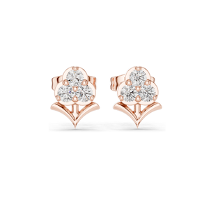 Boucles d'oreilles clous florales en diamant de laboratoire 0,30 CT, diamants CVD VVS-VS EF, or 18 carats, 14 carats, 10 carats et argent 925, rose, jaune, blanc - Product Image 3