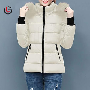 Meilleur prix – Doudoune matelassée unie en polyester tricoté respirant à capuche et fermeture éclair pour femme – Collection Hiver - Product Image 4