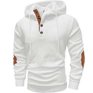 เสื้อฮู้ดซิปผู้ชายลำลองสำหรับฤดูหนาว ฤดูใบไม้ร่วง ฤดูใบไม้ผลิ ผ้าฝ้าย 100% สวมใส่สบาย เหมาะสำหรับเล่นกีฬา ระบายอากาศได้ดี แบบวาฟเฟิลย้อมสีพื้น สามารถสั่งทำได้ - Product Image 1