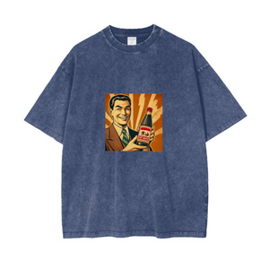 Camiseta recortada de cuello redondo con serigrafía Unisex 220 gramos 100% algodón Boxy Fit camiseta de gran tamaño logotipo personalizado respetuoso con el medio ambiente para hombres - Product Image 3