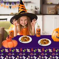 Nappe de table rectangulaire jetable en PE épais de qualité supérieure, motif Halloween, taille personnalisée, pour fêtes de jardin