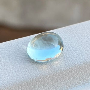 Cabujones de Aguamarina Natural de 9x7 MM, forma ovalada de Color superior, buen brillo, piedras preciosas sueltas de 2,08 quilates para la fabricación de joyas - Product Image 1