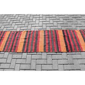 Turkish Vintage <b>Runner</b> Rug 2x9 ft (61x274 cm), <b>Red</b> Camouflage Kilim Rug - Product Image 3