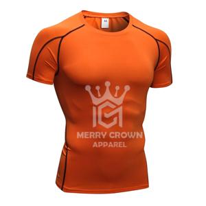 เสื้อยืดคอกลมแขนสั้นสำหรับผู้ชายเสื้อผ้าใยสังเคราะห์เนื้อแข็งสำหรับออกกำลังกายฟิตเนสออกกำลังกาย - Product Image 1