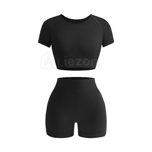 Entraînement femmes Yoga haut et short ensemble séchage rapide vêtements de sport femmes Yoga haut et short pour l'exercice - Product Image 1