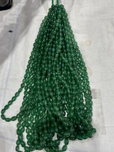 Cuentas Sueltas de Esmeralda Sintética de Forma Ovalada con Inclusiones, Cuarzo Cristal Verde Fresa, Cuentas Lisas para Joyería, 6x8mm - Product Image 5