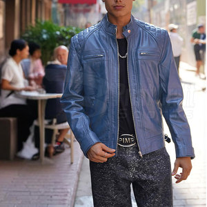 New Style Solid Color <b>Men</b> <b>Leather</b> <b>Jacket</b> Premium Quality Hot Selling <b>Men</b> <b>Leather</b> Winter <b>Jacket</b> - Product Image 5