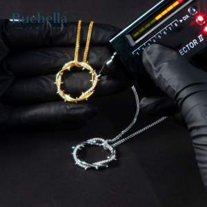 Personalizado grabado 18K chapado en oro 925 Plata corona de espinas colgante collar Hip Hop joyería - Product Image 5