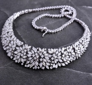 Marquise & poire diamant collier mariage collier de mariée diamant collier de mariage pour les femmes cadeau d'anniversaire pour entendre - Product Image 3