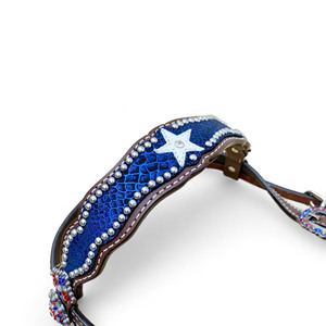 Conjunto de coraza de cabeza de caballo ecuestre occidental OEM, tema de bandera de EE. UU., tachuela de montar de cuero saludable para amantes de los caballos - Product Image 2