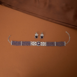 Mayoristas de Joyería Artificial en India, Collar Bandhai de Circonita Cúbica con Baño de Rodio - Product Image 6