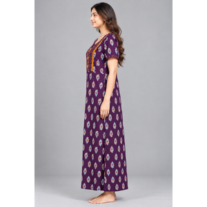 Camisón Largo de Algodón con Estampado Floral para Mujer, Ropa de Dormir Suave con Estampado Jaipuri de Evolove X Baghban - Product Image 3