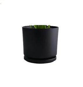 Planteur rond en fer revêtu de poudre, 30 cm, gris mat, forme ronde en métal, élégant avec doublure - Product Image 6