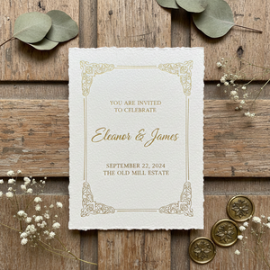 Invitation Card made off Handmade Deckled Edge Cotton <b>Paper</b> Wedding, <b>Birthday</b> Cards Beautiful Unique OEM Wholesale 250 GSM - Product Image 1