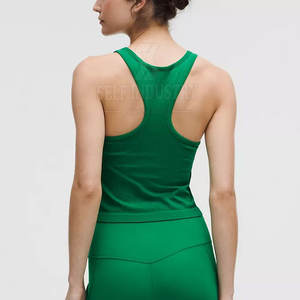Top corto de yoga sin costuras para mujer superventas Color sólido con logotipo en la parte delantera Diseño transpirable Bajo MOQ - Product Image 3