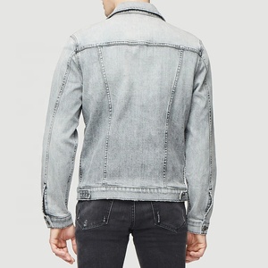 Blouson aviateur denim coupe ajustée en coton et élasthanne d'automne vintage avec logo brodé personnalisé Vestes jean pour hommes - Product Image 4