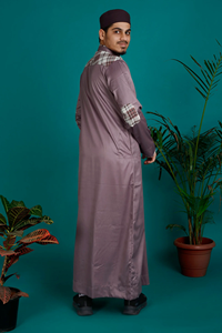 High Quality Hijazi Polyester Long Sleeve <b>Thobe</b> <b>for</b> Adults Lustrous Allium Breathable Fabric Traditional Muslim Clothing - Product Image 5