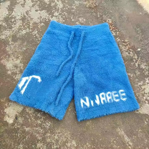 Wholesale Men's 100% Cotton Fuzzy Knit Casual Gym <b>Shorts</b> OEM Custom Service Soft Warm Anti-UV Quick Dry Ready Ship - Product Image 1