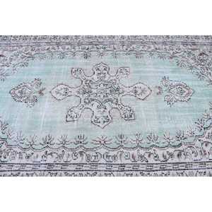 Grand tapis vintage de 5,9 x 9,4 pieds, tapis turc, tapis marocain en laine bleu et blanc - Product Image 5