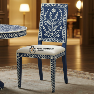 Chaise de salle à manger florale en incrustation d'os, élégante et luxueuse, faite à la main, siège en bois décoratif, mobilier artisanal de qualité supérieure - Product Image 1