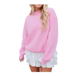 Sudadera de Mujer con Logotipo Personalizado, Tejido de Felpa Francesa, Hombros Caídos, Cuello Alto Simulado, para Invierno, de Algodón y Felpa, HECHA POR HI 2026 - Product Image 1