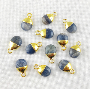 พลอยแซฟไฟร์สีฟ้าธรรมชาติ8-10มม.,เครื่องประดับแฟชั่นจี้อัญมณีแท้จี้ชุบทองเกลือกกลิ้งได้อย่างราบรื่น - Product Image 1