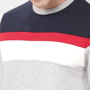 Sweat-shirt à col rond pour homme, coupe classique, tricoté, décontracté, color block, automne, gris, marine, rouge, blanc - Product Image 5