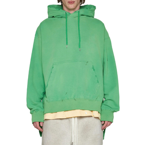 Top tendance pull à capuche surdimensionné pour hommes haute qualité 100% coton polaire conception en détresse teint uni pour l'hiver - Product Image 1