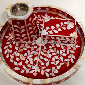 Vente en gros à bas prix de plateau de décoration en nacre avec boîte à bijoux et brûleur Bakhoor de l'Inde - Product Image 1